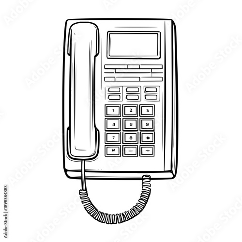 Landline Telephone with Keypad and Receiver