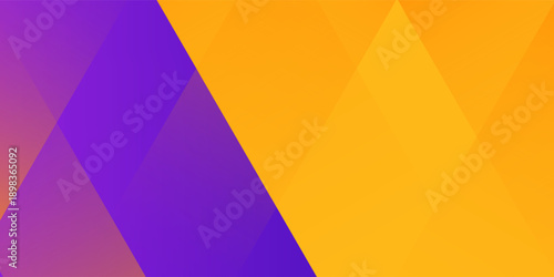 Purple and yellow abstract banner with diagonal geometric shapes. Modern orange and violet vector wide background design template.
