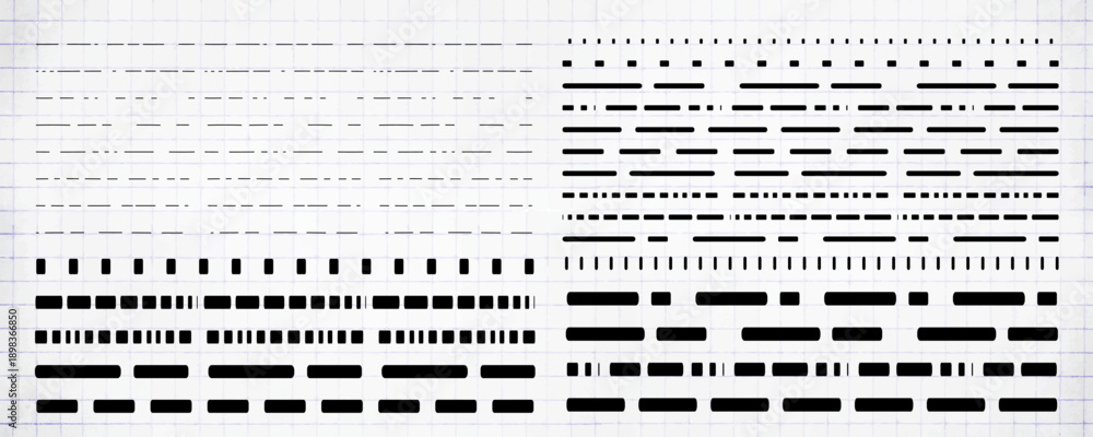 Obraz premium Straight dash line set. Pencil borders design