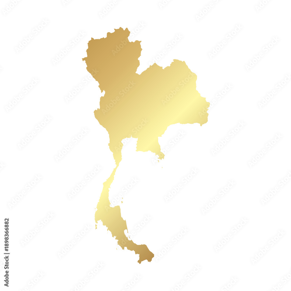 Obraz premium Flat Gold Thailand Simple Map Banner Background