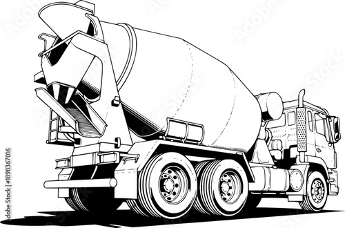 Cement Mixer Truck Construction Vector Illustration