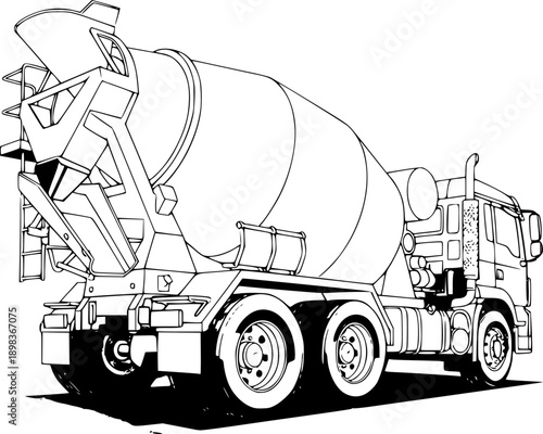 Cement Mixer Truck Construction Vector Illustration
