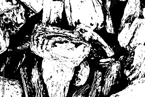 Grunge black and white rock wall textured background (Vector). Use for decoration, aging or old layer