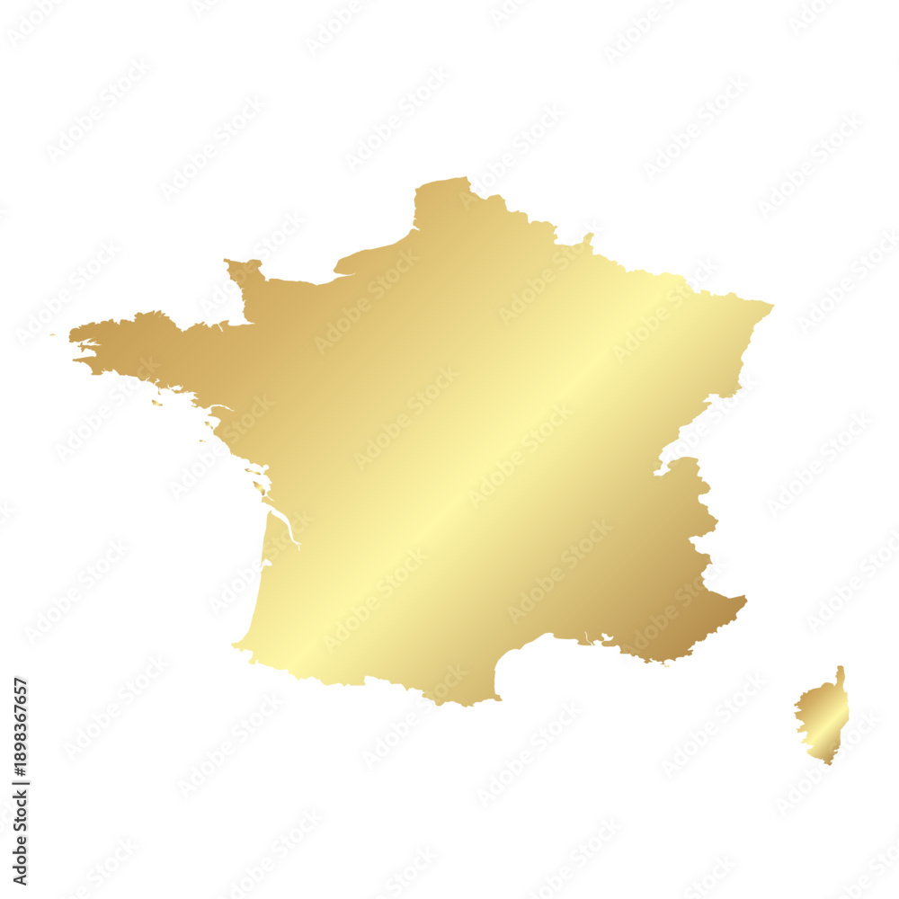 Obraz premium Flat Gold France Simple Map Banner Background