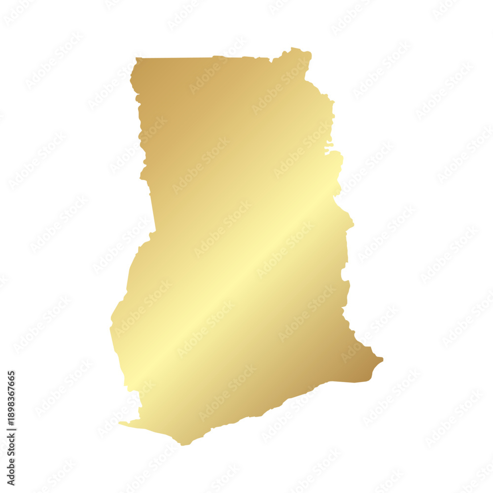 Obraz premium Flat Gold Ghana Simple Map Banner Background