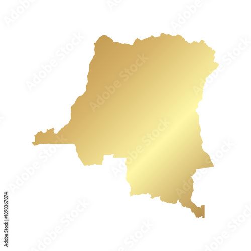 Flat Gold Democratic Republic of the Congo Simple Map Banner Background