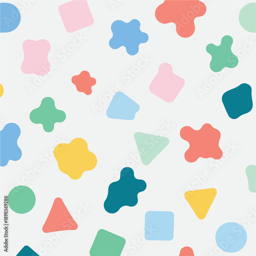 Colorful, playful pattern of scattered organic shapes