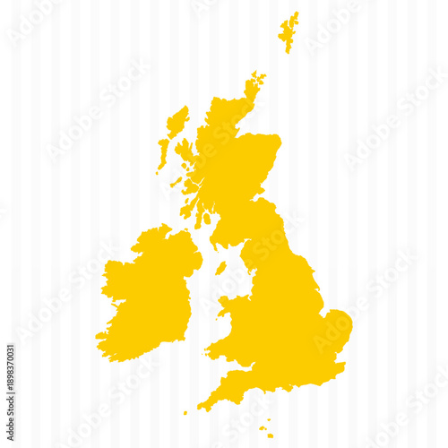 High Quality Yellow United Kingdom Map