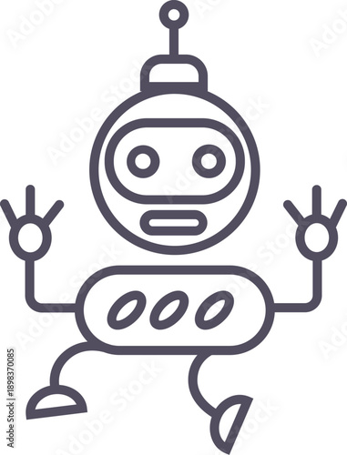 Doodle robot and techno heads icon elements. Ai interface retro style illustration
