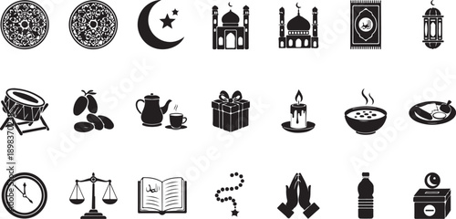 Minimalist depiction of a clock and chair stark black and white silhouette