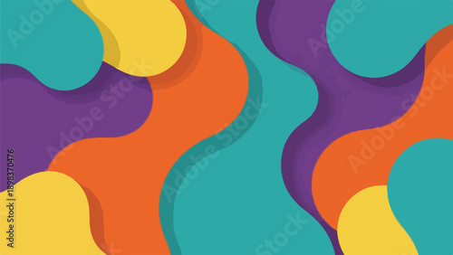 Colorful, abstract composition with overlapping organic shapes and soft shadows