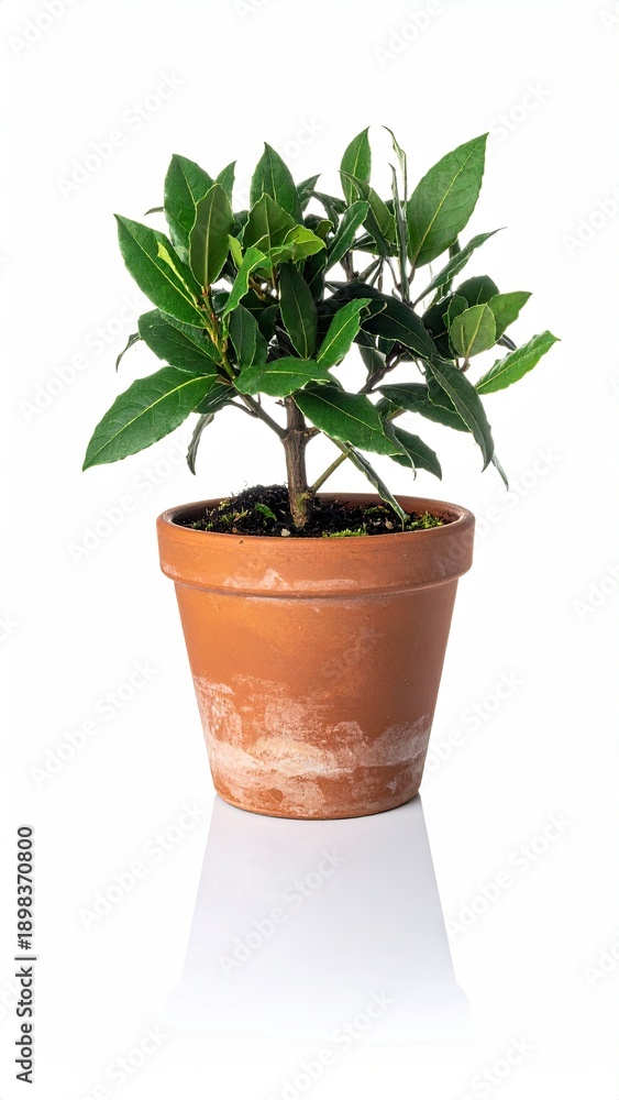 Obraz premium A potted green leafy plant against a bright white backdrop