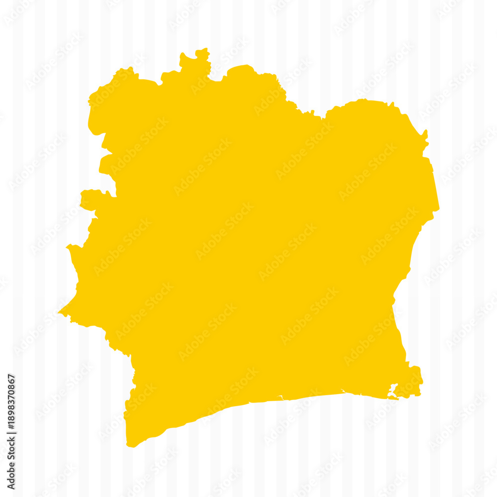 Obraz premium High Quality Yellow Ivory Coast Map