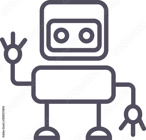 Doodle robot and techno heads icon elements. Ai interface retro style illustration