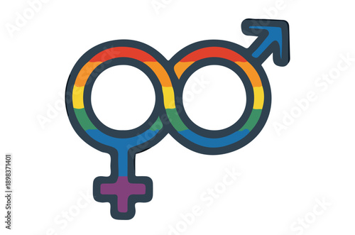 Colorful Gender Symbols Representing Equality and Diversity