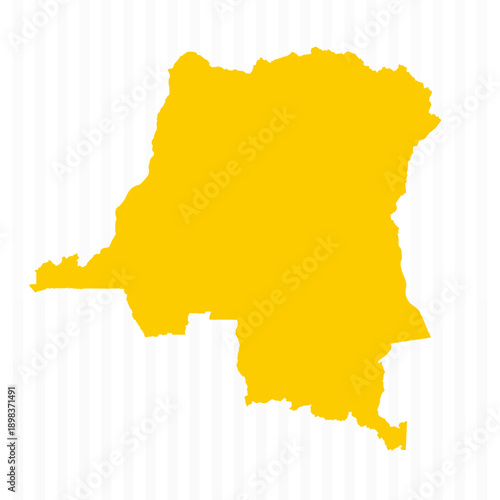 High Quality Yellow Democratic Republic of the Congo Map