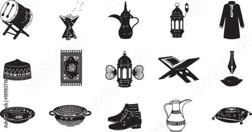 Black and white illustration of plates with decorative edges a striking silhouette