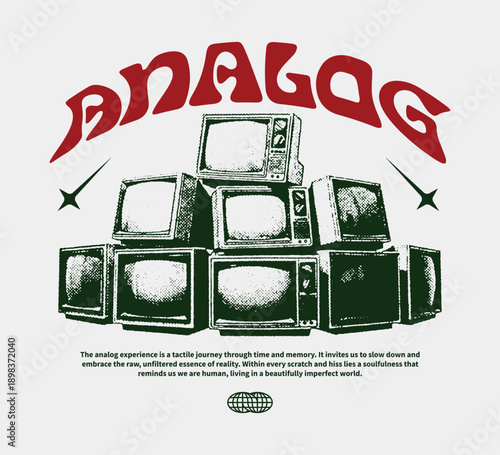 Vector illustration artwork, retro and modern Television streetwear graphic design for t-shirt print design template.