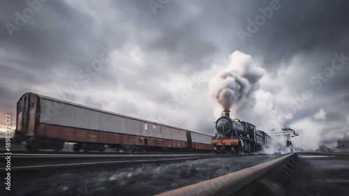 view of a train running