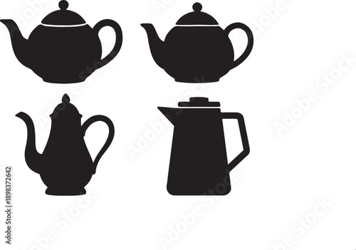 PrintTeapot and Coffee Pot Silhouette Set