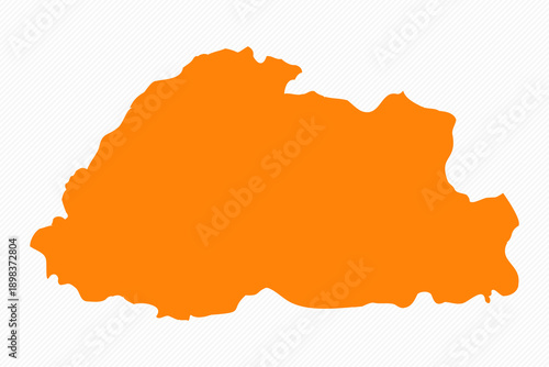 Orange Simple Map of Bhutan Country
