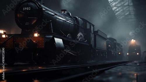view of a train running