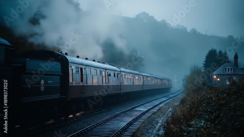 view of a train running