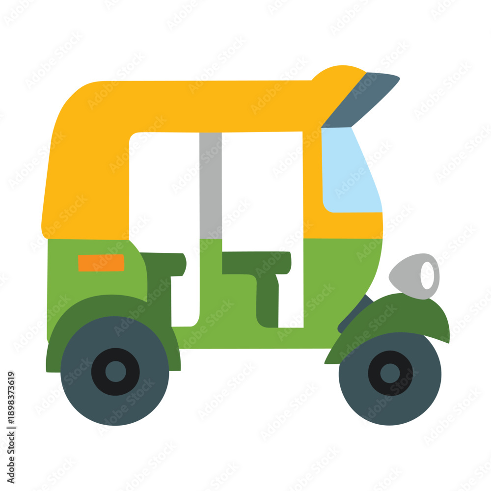 Fototapeta premium Auto Rickshaw Vector Icon – Three-Wheeler Tuk Tuk Transportation Symbol