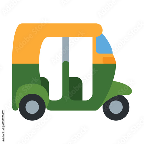 Auto Rickshaw Vector Icon – Three-Wheeler Tuk Tuk Transportation Symbol