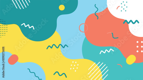 Colorful abstract design with organic shapes and playful details