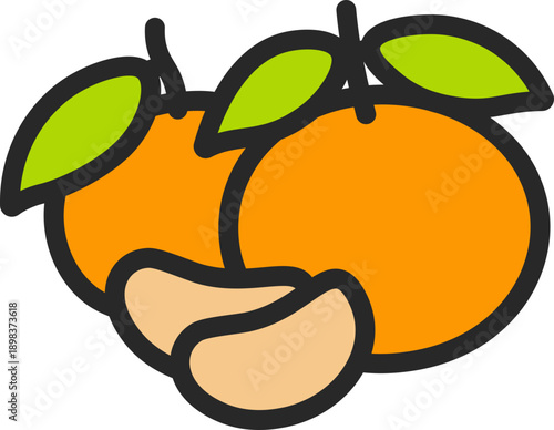 Mandarin Oranges Filled Line Icon