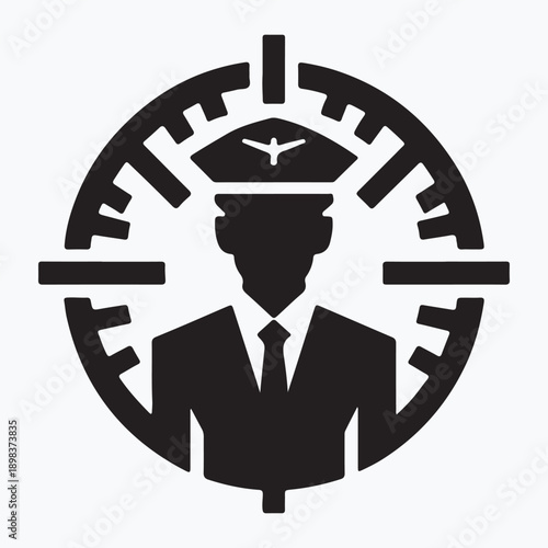 Air Traffic Controller Silhouette in Radar Scope, Aviation Professional Focused Icon