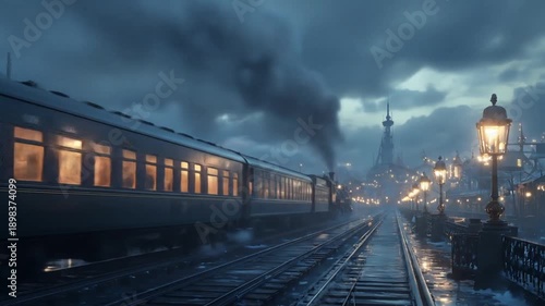 view of a train running