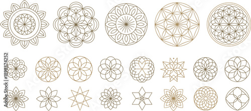 Collection of geometric mandala and sacred geometry line art designs geometric patterns circular design