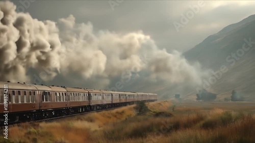 view of a train running