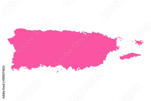 Vector Editable Pink Puerto Rico Simple Map