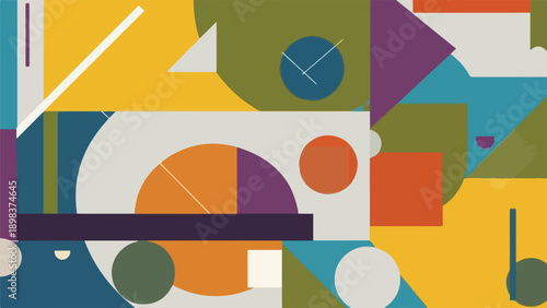 Colorful abstract artwork composed of geometric shapes, varying hues