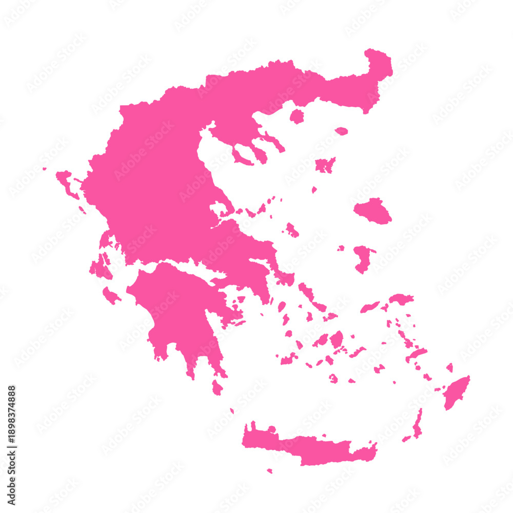 Obraz premium Vector Editable Pink Greece Simple Map