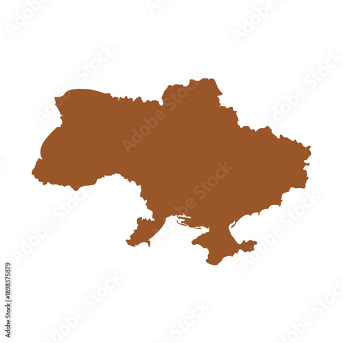 Vector Brown Ukraine Map Isolated on White Background