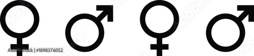 Male and Female Gender Symbols Black Icons Set vector