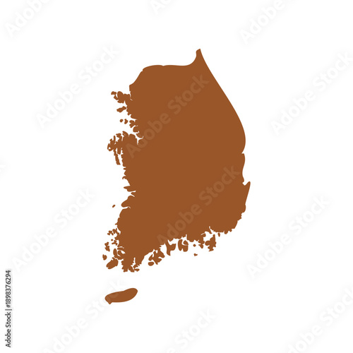 Vector Brown South Korea Map Isolated on White Background