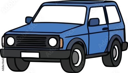 Blue suv vehicle cartoon illustration