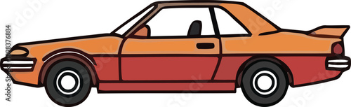 Illustration of a side view orange sports car