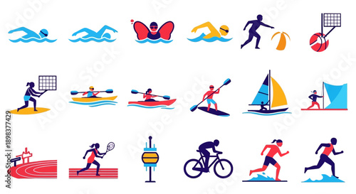 Collection of Various Sports Icons and Symbols.