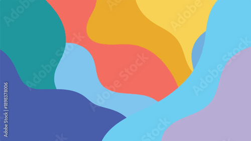 Colorful abstract artwork featuring overlapping curved shapes and varying hues