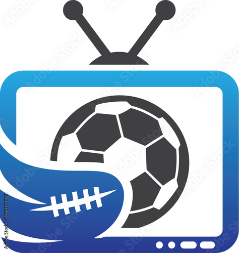 Sports TV Football vector Logo Design Media Broadcast Icon