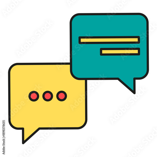 Talk bubbles with dialog balloons of educational material by students. Students communicate in lessons and lectures. Futuristic stroked shadows and highlights vector isolated on white background