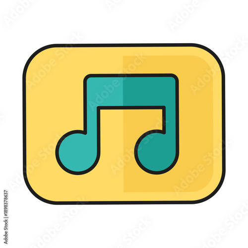 Musician key with note for learning to play musical instruments. Musical enlightenment in music school. Futuristic stroked shadows and highlights vector isolated on white background