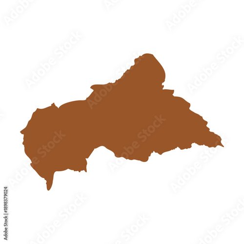 Vector Brown Central African Republic Map Isolated on White Background