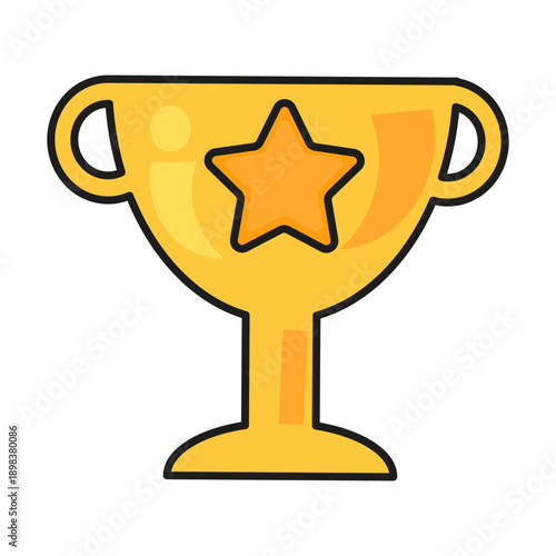 Winning goblet cup for best student of sport and educational competitions. Award for champion of school. Futuristic stroked shadows and highlights vector isolated on white background